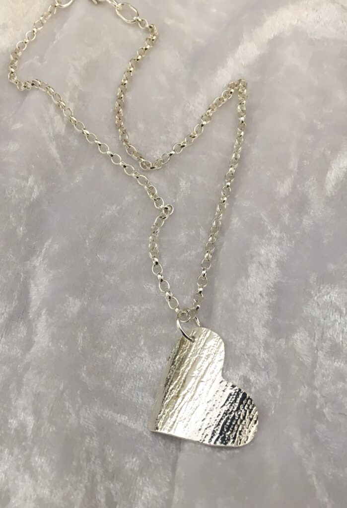 Large Heart Pendant - Textured with Vintage Lace